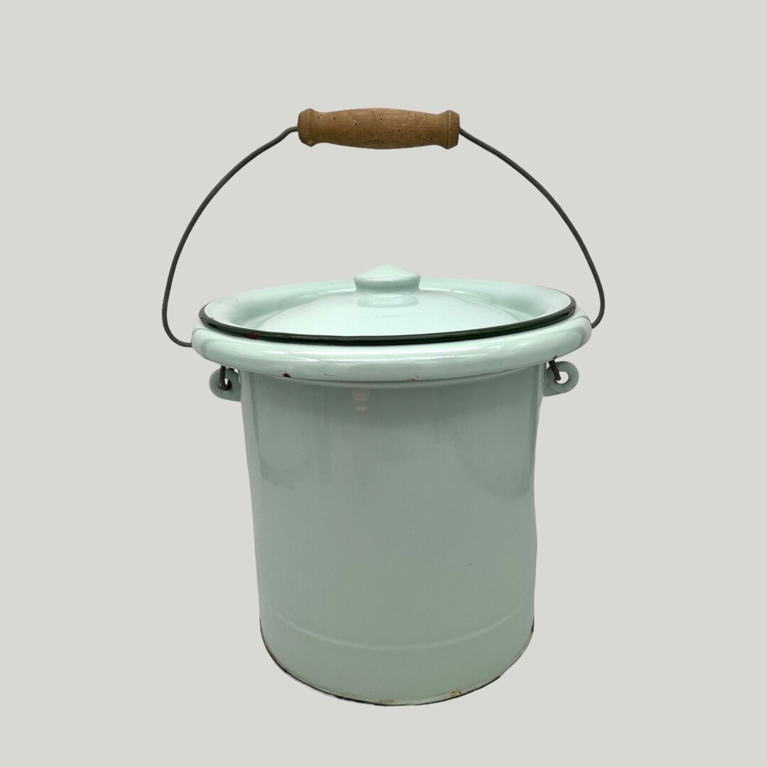 Vintage French Enamel Bucket and Lid Nappy Bucket Kitchen Etsy UK
