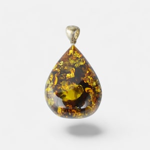 Amber pendant, Baltic Amber, Gemstone pendant, Massive amber pendant, Large pendant, Natural Baltic amber, Genuine amber stone silver