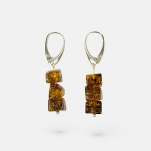 Amber Earrings, Baltic Amber, Silver 925 Earrings, Green amber earrings, Green gemstone earrings, Green earrings, Gift idea for Mom