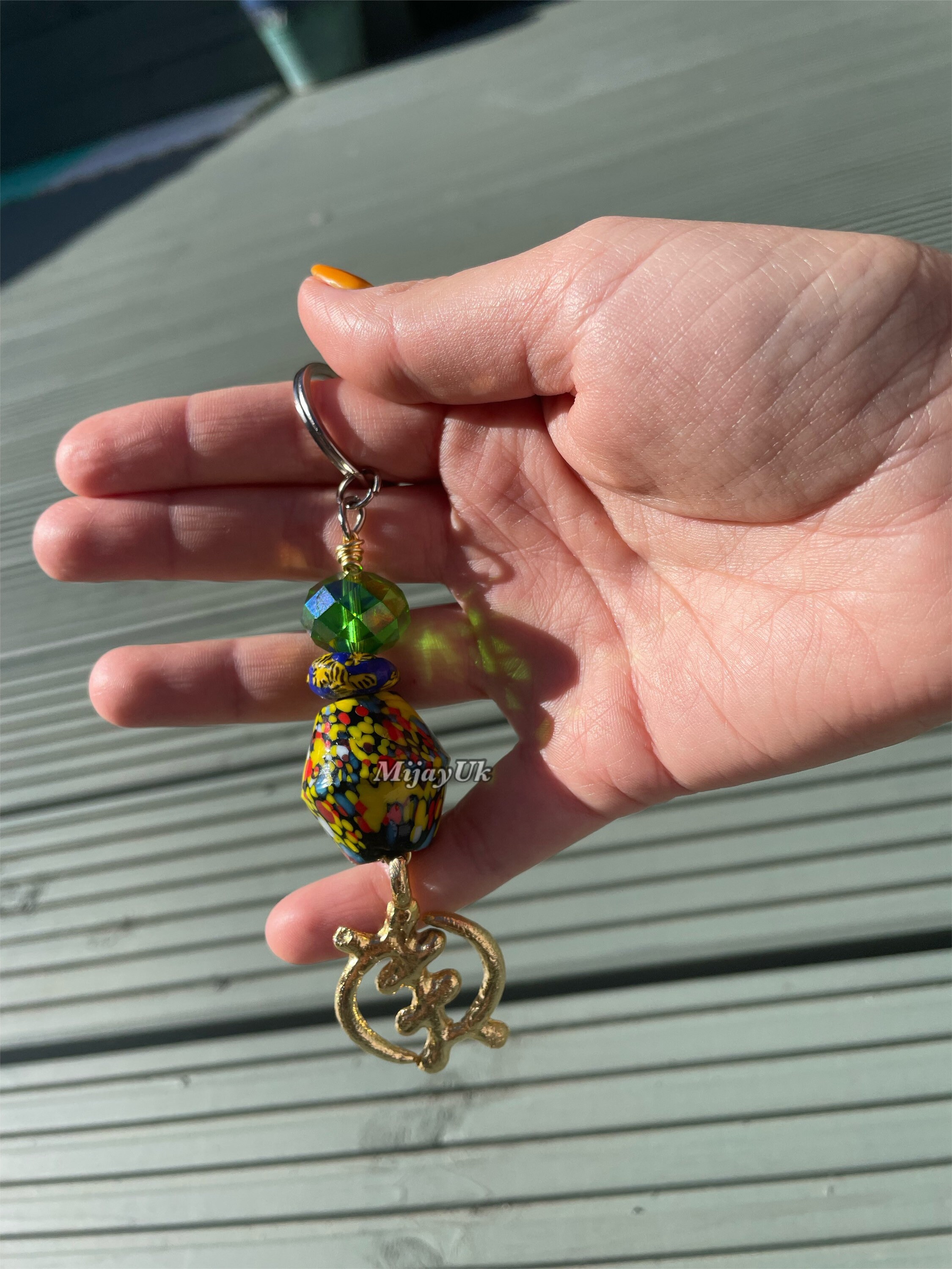 Adinkra Symbol Beaded Keychain - Etsy UK