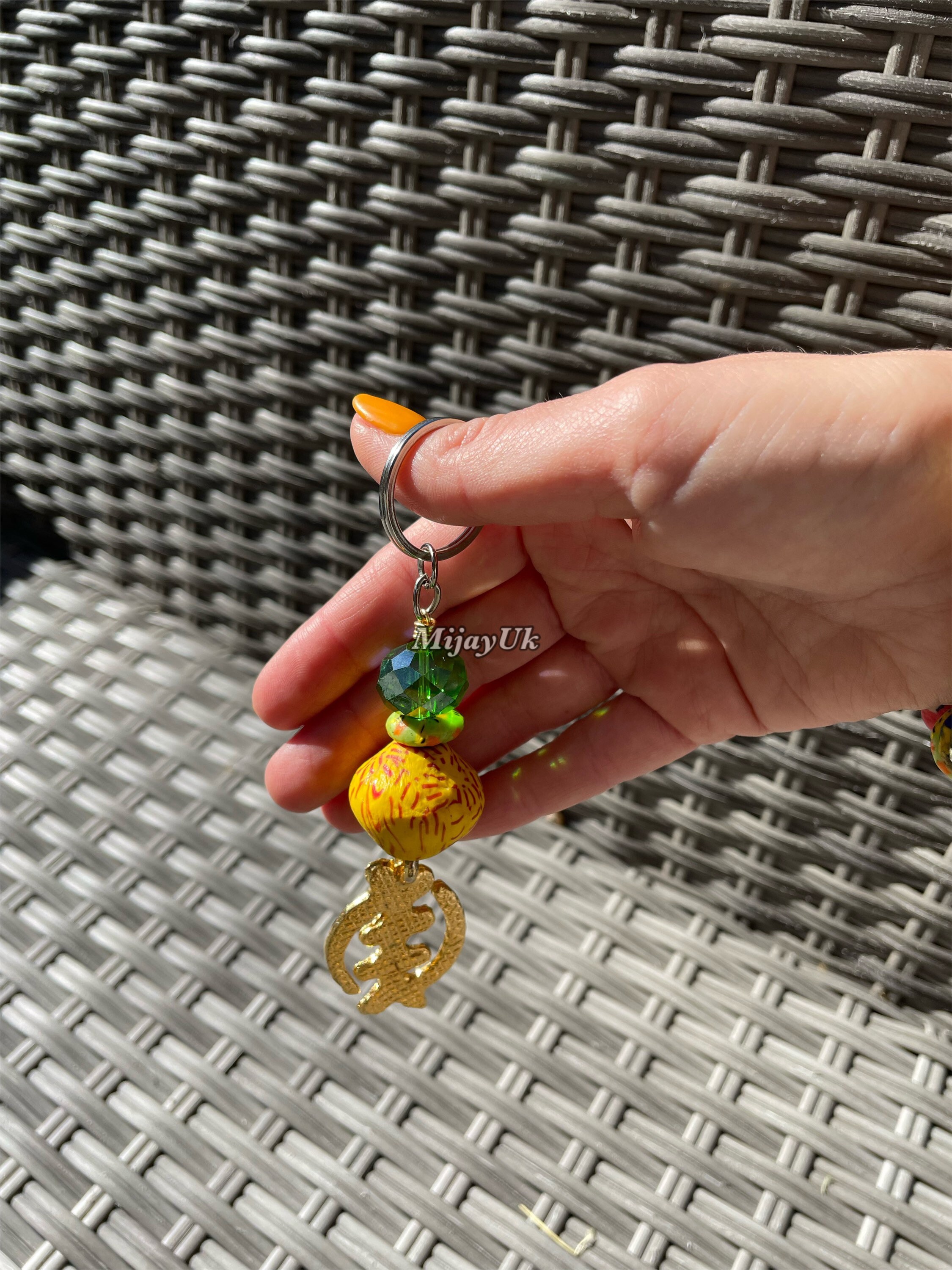 Adinkra Symbol Beaded Keychain - Etsy UK