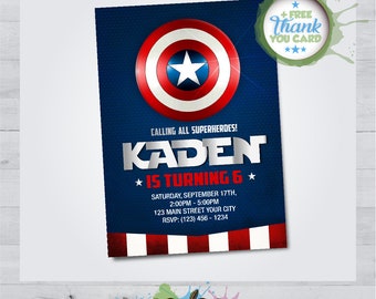 captain america invitation etsy captain america birthday invitations