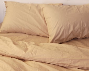 Natural Cotton Duvet Cover in Beige. Twin, Full, Queen, Single, KingSingle, Double, Custom Size