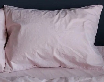 Funda de almohada 100% algodón en rosa pálido. Funda de almohada hecha a mano, funda de almohada orgánica, funda de almohada natural personalizada, tamaños europeos y estadounidenses.