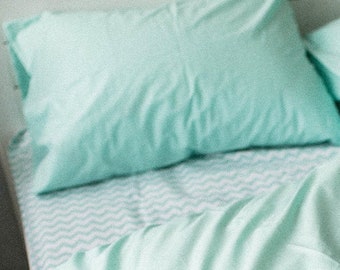 100% Cotton Pillowcase in Mint. Handmade Pillow Case Organic Pillow Case Slip Cover Natural Custom Pillow Sham European US Sizes