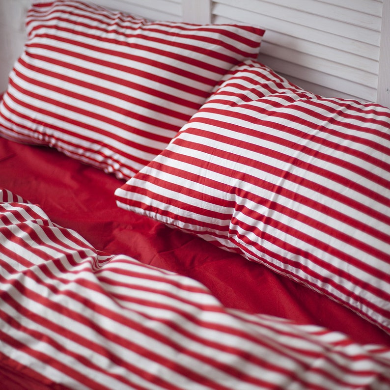 Custom Size Natural Cotton Double-sided Duvet Cover in Red and White Single KingSingle Queen Twin Double King Full