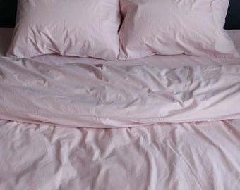 Pale Pink Organic Cotton Fitted Sheet – Soft Breathable Bed Linen, Custom Deep Pocket