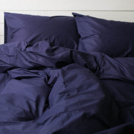 Natural Cotton Duvet Cover in Blue. Twin, Full, Queen, King, Single, KingSingle, Double, Custom Size
