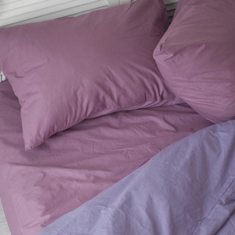 Cotton Duvet Cover Set in Violet. Duvet Cover 2 Pillowcases. Etsy