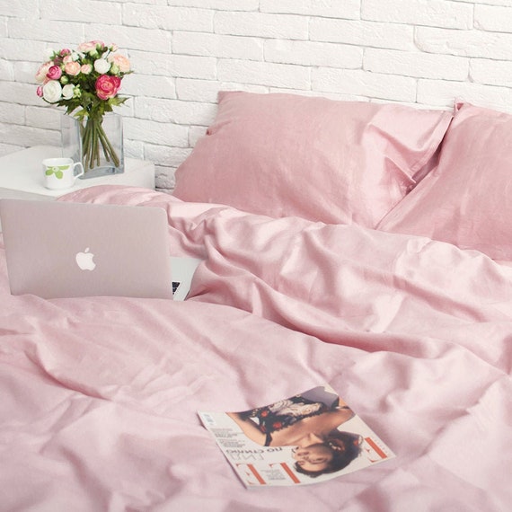 100 Cotton Satin Duvet Cover In Rose Gold Twin Full Queen