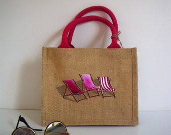 Deckchairs small hand-painted jute bag