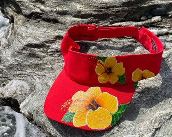 Visera para mujer pintada a mano en algodón