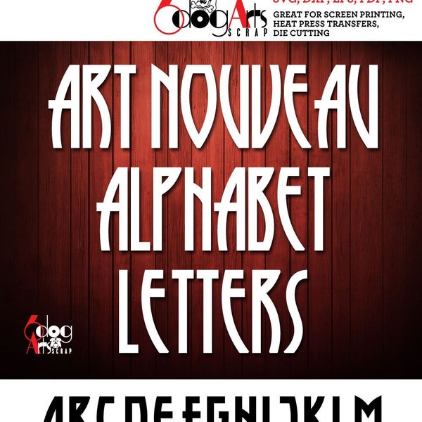 Art Nouveau Alphabet lettres SVG DXF Images vectorielles couper vinyle fer sur imprimable chaleur presse transfert Silhouette Cricut JB-1294