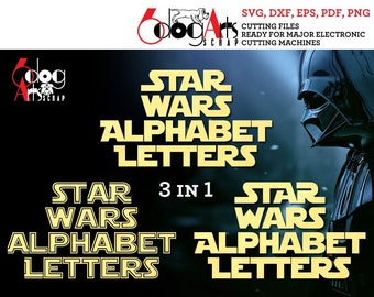 3 sets of Star Wars Alphabet Letters Digital Vector Images SVG DXF Files Silhouette Cricut Download Vinyl Cutting Screen Printing JB-1301