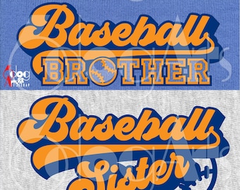 Baseball Sister, Brother Vector Cut Files SVG DXF Silhouette Cricut Motivational Download Heat Press Transfer Vinyl Die Cutting JB-1264