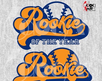 Baseball Rookie of the Year Vector Files SVG DXF Silhouette Cricut Motivational Download Heat Press Transfer Vinyl Cutting JB-1265