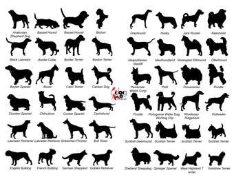 Dog Breed Silhouettes Vector Digital Files Svg Dxf Eps Png Silhouette SCAL Cricut Printable Download Paper Vinyl Cutting JB-244d