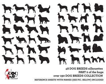 Dog Breed Silhouettes Vector Digital Files Svg Dxf Eps Png Silhouette SCAL Cricut Printable Download Paper Vinyl Cutting JB-244b