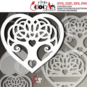 Celtic Tree of Life Heart Arquivos digitais SVG DXF Designs cortáveis Cartões para download instantâneo GlowForge Silhouette Cricut JB-962