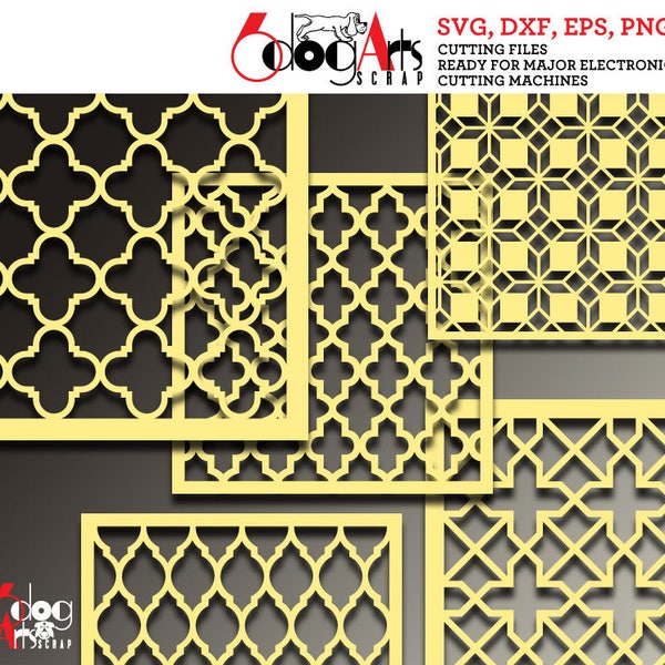 8 Digital Stencils and 8 Bi-Fold Moroccan Pattern Card Templates Digital Cut SVG DXF Files Wedding Laser Cookie Stencils Download JB-870