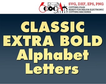 Classic Extra Bold Alphabet Digital Images Svg Dxf Eps Png Silhouette Cricut Printable Vector Download for DIY Vinyl Cutting JB-352