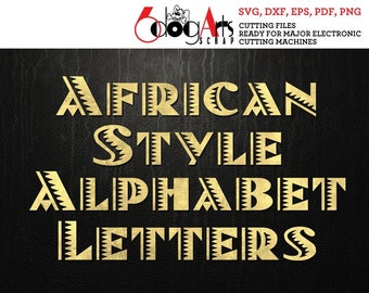 African Alphabet SVG DXF Vector Images Monogram Letters Vinyl Iron On Heat Press Transfer Glow Forge Silhouette Cricut JB-1291