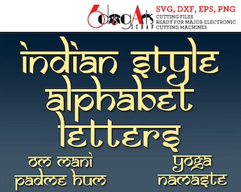 Indian Yoga Alphabet Letters Digital Images Svg Dxf Eps Png Silhouette SCAL Cricut Printable Vector Download DIY Vinyl Cutting JB-375