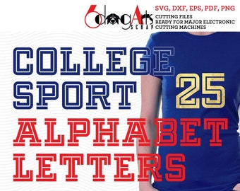 College University Varsity Sport Alphabet Letters SVG DXF Digital Images Silhouette Cricut Download Vinyl Cutting Screen Printing JB-1286