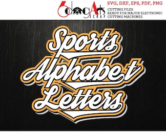 Sports Script Alphabet Letters Digital Images SVG DXF Silhouette Cricut Vector Download Vinyl Cutting Heat Transfer JB-1293