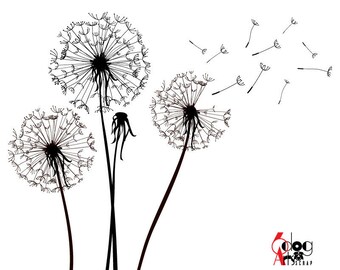 Dandelions Digital Cut Files SVG DXF Silhouette Cricut Printable Download Vinyl Wall Decal Cutting Iron On Transfer Screen Printing JB-921