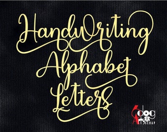 Handwriting Script Alphabet Letters Digital Images SVG DXF Silhouette Cricut Vector Download Vinyl Cutting Heat Transfer JB-1306