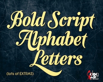 Bold Script Alphabet Letters SVG DXF Vector Images Monogram Cuttables Vinyl Iron On Heat Press Transfer Silhouette Cricut JB384