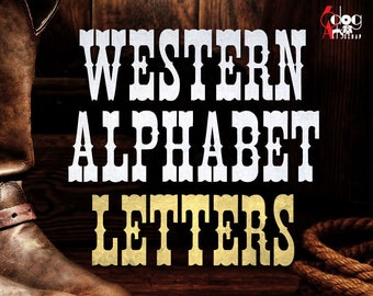 Western Cowboy Alphabet SVG DXF Vector Images Monogram Cuttable Letters Diy Vinyl Iron On Heat Press Transfer Silhouette Cricut JB-184