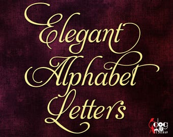 Elegant Script Alphabet SVG DXF Vector Images Monogram Cuttable Letters Vinyl Iron On Heat Press Transfer Glass Etching Cricut JB-194