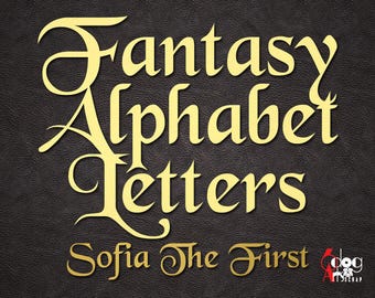 Sophia Fantasy Alphabet SVG DXF Vektor Bilder Monogramm schneidbare Buchstaben Vinyl Aufbügeln Transfer Transfer Silhouette Cricut JB-814