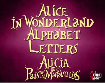 Alice In Wonderland Alphabet SVG DXF Vector Images Monogram Cuttable files Vinyl Iron On Heat Press Transfer Silhouette Cricut JB-504