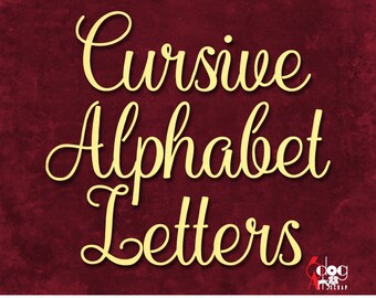 Cursive Alphabet Letters SVG DXF Vector Cut Files Monogram Cuttables Vinyl Iron On Printable Heat Press Transfer Silhouette Cricut JB-801