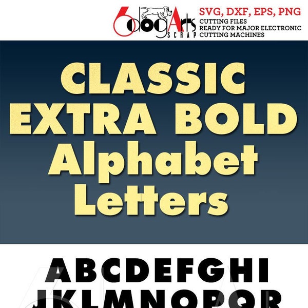 Classic Extra Bold Alphabet Digital Images Svg Dxf Eps Png Silhouette Cricut Printable Vector Download for DIY Vinyl Cutting JB-352