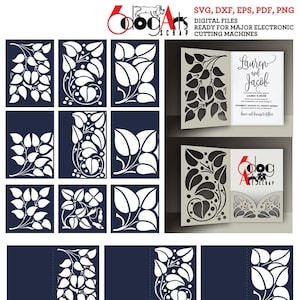 9 Florale Spitze Kartenvorlagen Digitaler Schnitt SVG DXF-Dateien Hochzeit Tasche Einladung Briefpapier Schneidbare Download Silhouette Cricut JB-1618