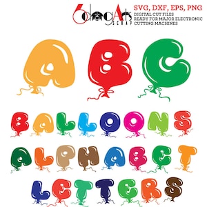 Balloon Alphabet Letters SVG DXF Vector Images Monogram Cuttables Vinyl Iron Heat Press Transfer Silhouette Cricut Screen Printing JB-463