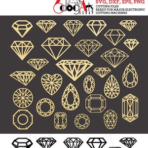 Diamonds Clip Art Digital Files Svg Dxf Eps Png Silhouette SCAL Cricut Printable Vector Download for DIY Paper Vinyl Cutting JB-603 image 2