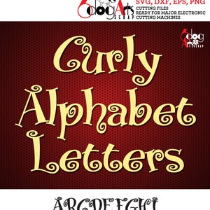 Curly Alphabet Letters SVG dxf eps png Monogram Cuttable Design Vinyl Iron On Heat Press Transfer Vector Images Silhouette Cricut JB-227