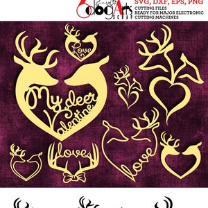 Deer Love Clipart Digital Files Svg Dxf Eps Png - Silhouette SCAL Cricut Printable Vector Download for Paper Vinyl Cutting JB-618