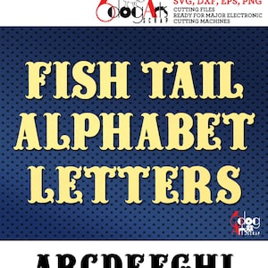 Gancho de cauda de peixe alfabeto svg dxf imagens vetoriais monograma arquivos cortáveis para impressão ferro de vinil em transferência de calor silhueta cricut jb477