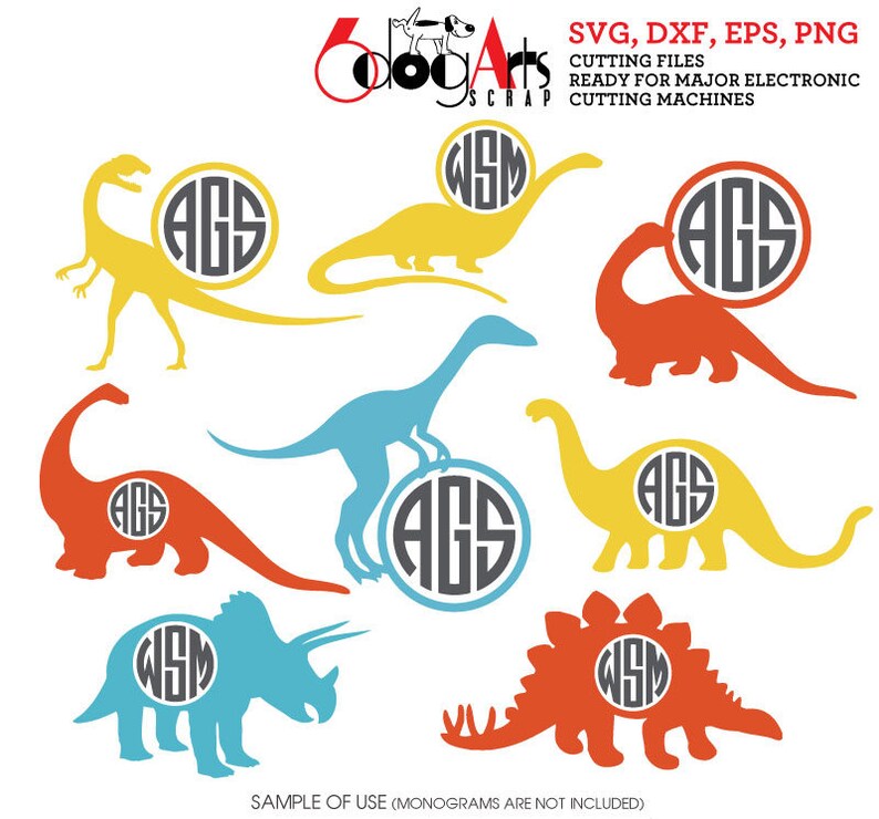 Download Dinosaur Monogram Frames Vector Digital Cut Files Svg Dxf Eps | Etsy