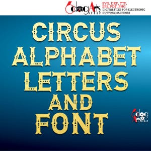Vissenstaart circus alfabetletters SVG TTF vectorafbeeldingen monogram letters vinyl opstrijkbare warmte persoverdracht Cricut downloaden JB-908n