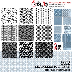 Bundle de motifs sans couture 9 x 2 modèles numériques SVG DXF fichiers vectoriels Laser GlowForge Cricut découpe téléchargement immédiat JB-2110