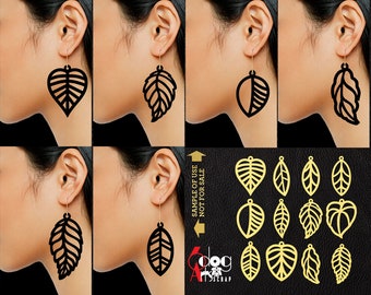 12 Earring SVG DXF Templates Leaf Wood Acrylic Metal Leather Jewelry Download Vector Digital Files Laser Cricut Plasma Cutting JB-1080