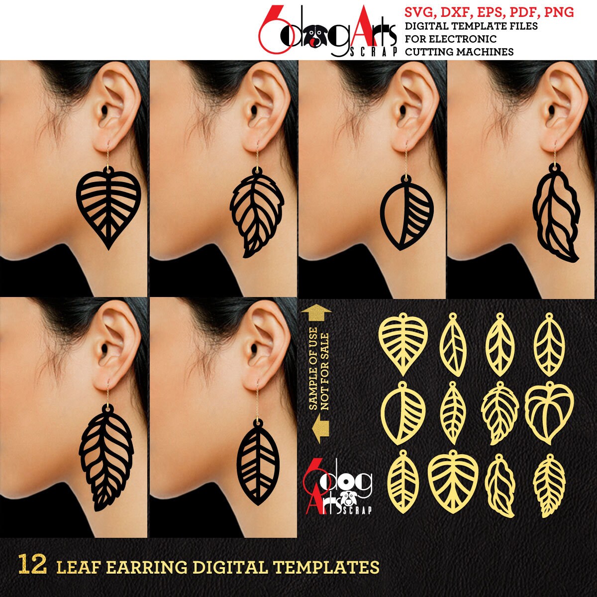 Stacked Earrings SVG Cut Files, DIY Earring templates: Diamond, Tear Drop,  Flame and Leaf Earrings svg with holes