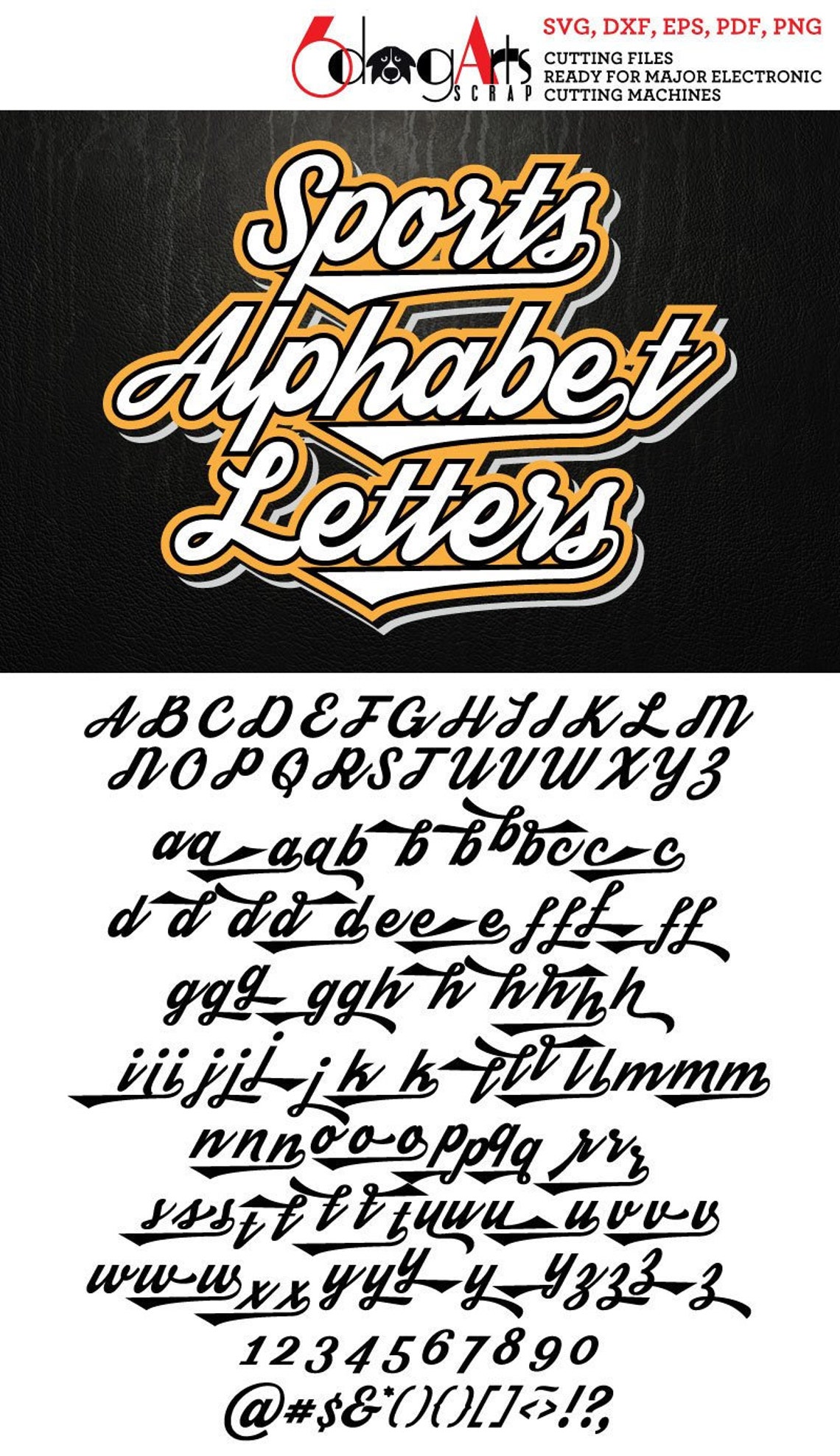 Sports Script TTF Font & SVG Alphabet Letters Digital Printable ...